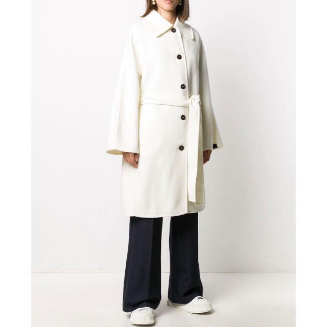 美品 LOEWE ダブルフェイス ベルト付ロングコート カシミヤ混 アナグラム